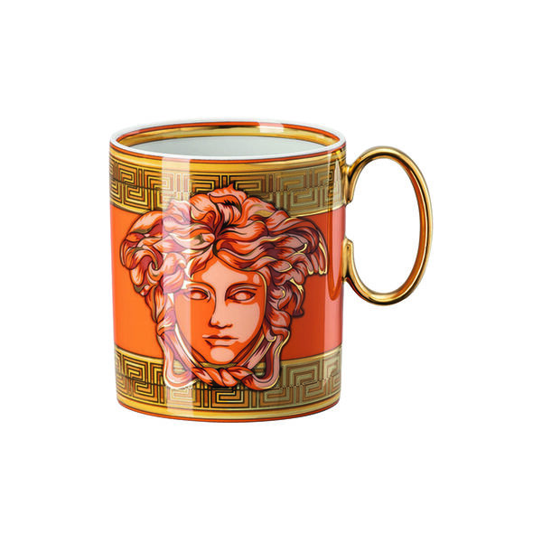 Mug with handle, orange coin, Rosenthal x Versace