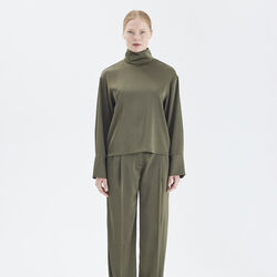 2ND Francisca - Heavy Satin bluse, oliven natt, 2NDDAY