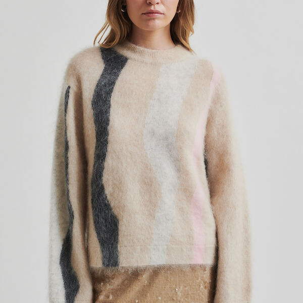 Marbel Knit O-Neck, trench coat, Second Female