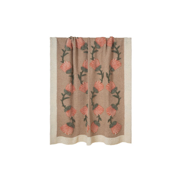 Fane pledd - kort ull, rosa/beige, Frati Home