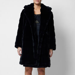 70VAI-DARYN FAUX FUR COAT, blackout, French Connection