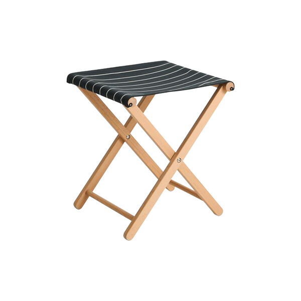 Outdoor Market Folding Stool, black with beige stripe, HAY