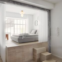 Rizzatto 42 Ceiling Lamp, satin brass/opal, Nuura