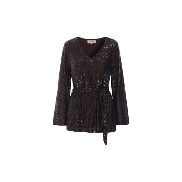 Jona Sequin Blouse, chestnut, HUNK&Oslash;N