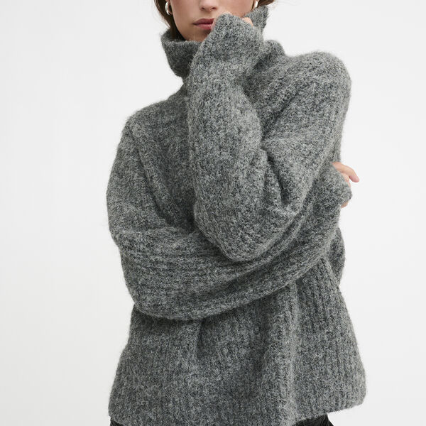 MeenaMW Knit Rollneck, iron grey melange, My Essential Wardrobe