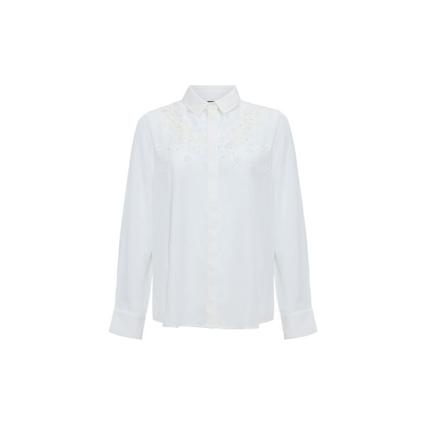 MILA GEORGETTE 3D FLORAL SHIRT, summer white, French Connection