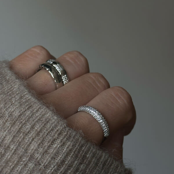Dome Slim Pave Ring, sølv Dome Slim Pave Ring, sølv, Philippa Studios