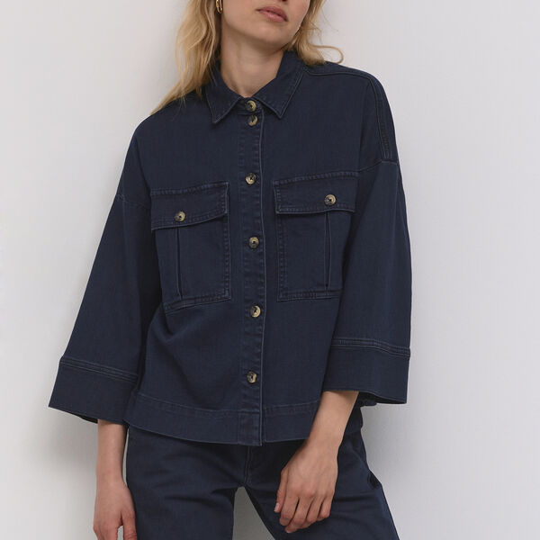 LaraMW kor skjorte 115, m&oslash;rkebl&aring; uvasket, My Essential Wardrobe