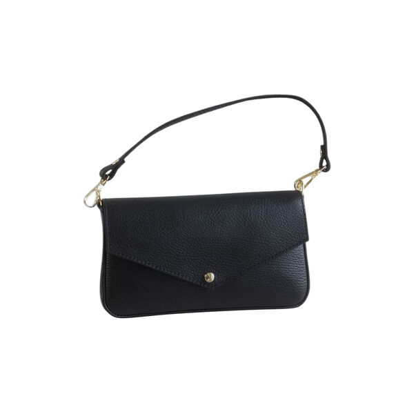 Konvoluttveske skinnclutch, svart, 7 DAYS