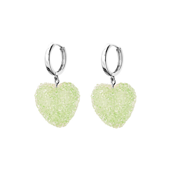 Jelly Heart Hoops, pistachio/gold, Crystal Haze