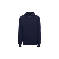 1/2 neck zip merino wool rib knit, total eclipse, KnowledgeCotton Apparel 