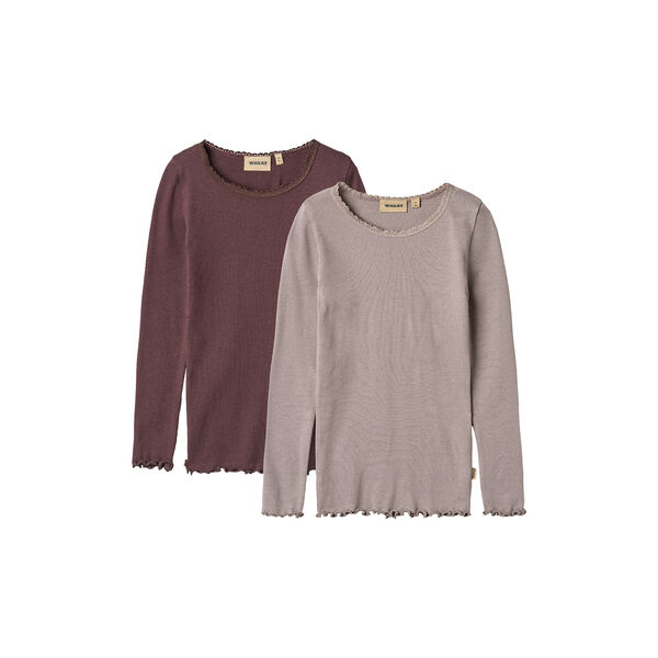 2 Rib T-Shirt L/S Reese, 9581 purple fudge, Wheat