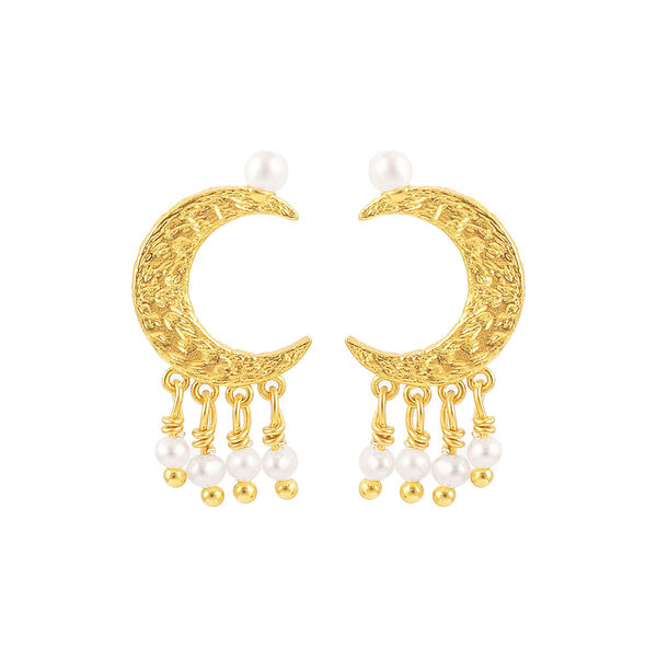 White Moon Dust &oslash;reringer, gull/hvit, Hultquist Copenhagen