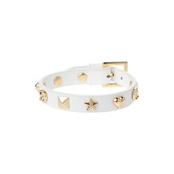 Leather Sign Stud armb&aring;nd, white, DARK department
