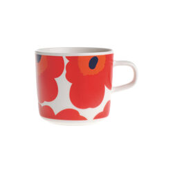 Oiva/Unikko kaffekopp, hvit/rød/blå, Marimekko