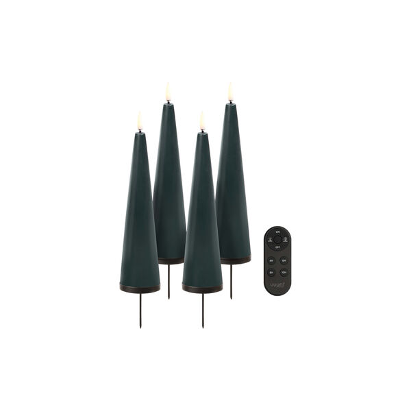 Gaveeske m. pigg, fjernkontroll, LED-s&oslash;ylelys 4-pack, pine green, Uyuni Lighting