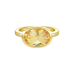 Selene Bezel Solitaire Ring, gold/citrine, Nila Noor