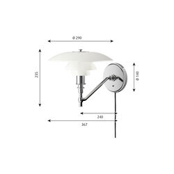 PH 3/2 glass vegglampe, Louis Poulsen