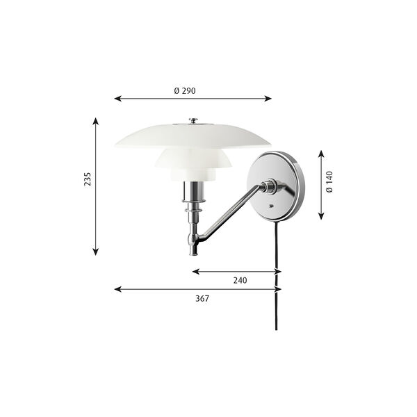 PH 3/2 glass vegglampe, Louis Poulsen