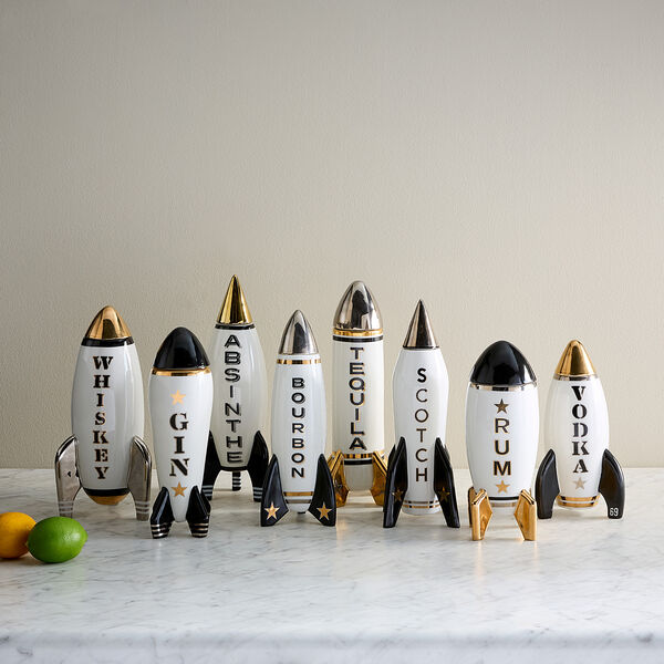 Rocket karaffel Vodka, hvit/svart/gull, Jonathan Adler