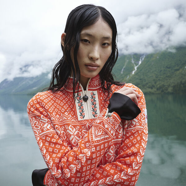 Peace Fem Sweater, roth red offwhite, Dale of Norway