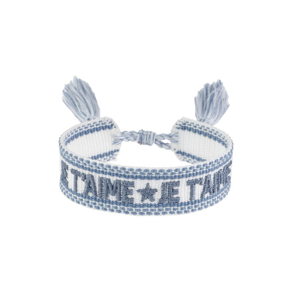 Woven Friendship armb&aring;nd, je t'aime white w/country blue, DARK department