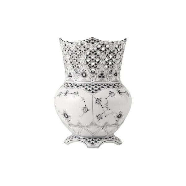 Svart Musselmalt Helblonde vase 22 cm, Royal Copenhagen