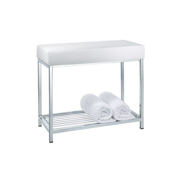 DW 77 benk med hylle, hvit/krom, Decor Walther