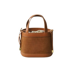 Semsket skinnveske med sn&oslash;ring, konjakk, 7 DAYS