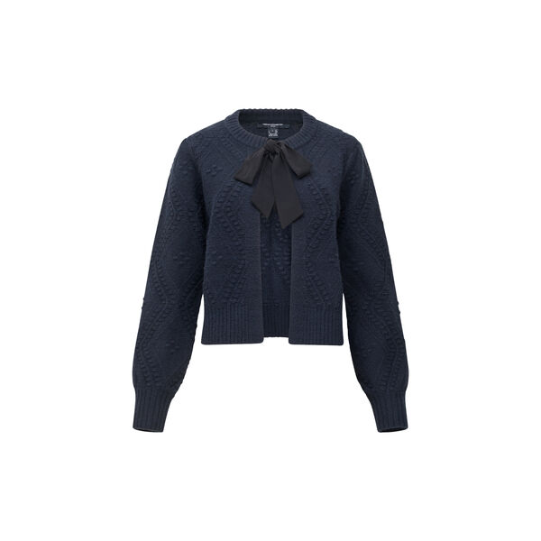 KITTY BOBBLE BOW CARDIGAN, navy black, French Connection