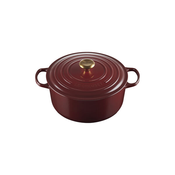 Signature st&oslash;pejern rund gryte &Oslash; 28 cm, garnet, Le Creuset