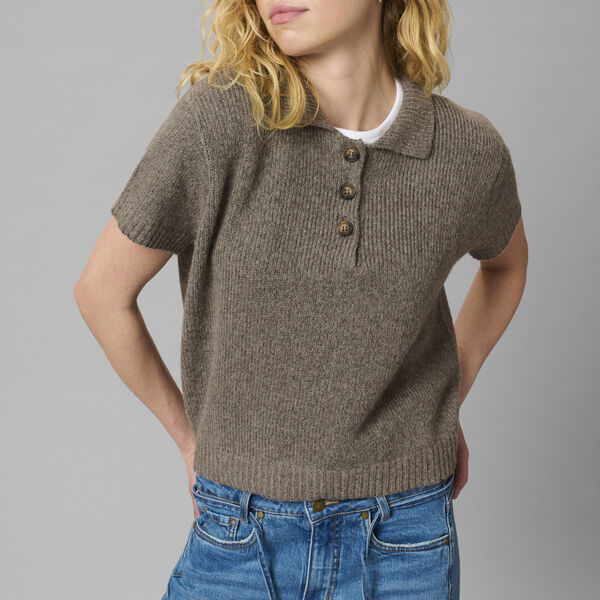 PalomaMW Knit Polo SS, brown melange PalomaMW Knit Polo SS, brown melange, My Essential Wardrobe