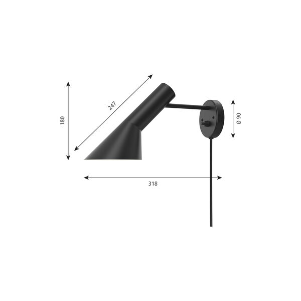 AJ vegglampe, black, Louis Poulsen