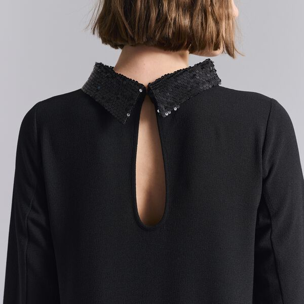 Nima crepe dress with collar, black, BITTE KAI RAND