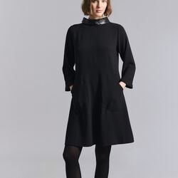 Nima crepe dress with collar, black, BITTE KAI RAND