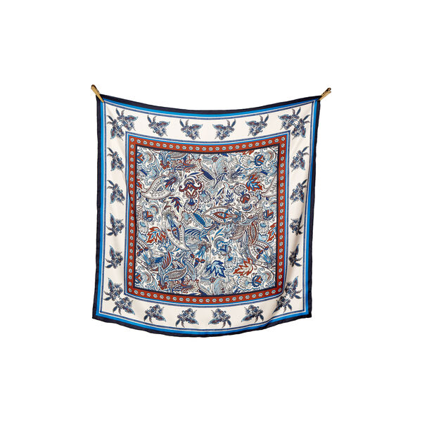 ANTIQUE PAISLEY silkeskjerf, creme/blue, Bella Ballou