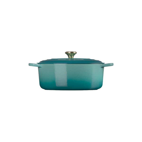 Signature st&oslash;pejern oval gryte &Oslash; 31 cm, bleu riviera, Le Creuset