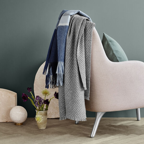 Manhattan pledd, steel blue/dusty ocean, ELVANG