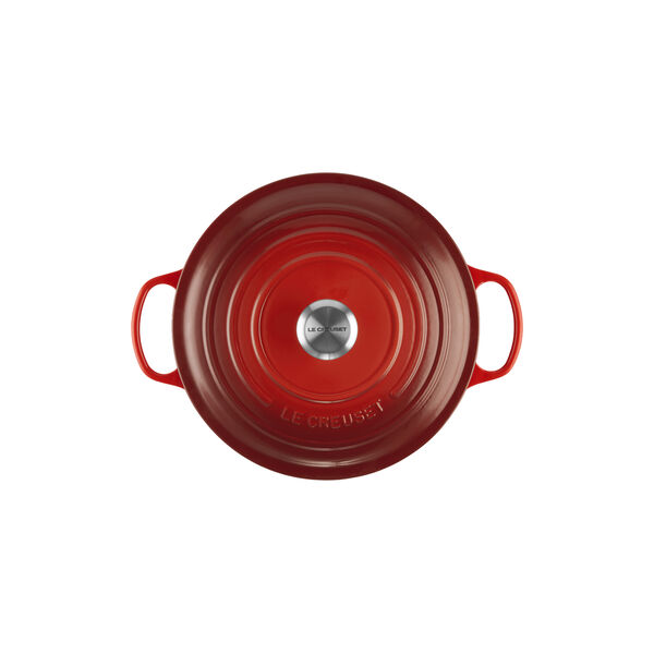 Signature st&oslash;pejern rund gryte &Oslash; 28 cm, cerise, Le Creuset