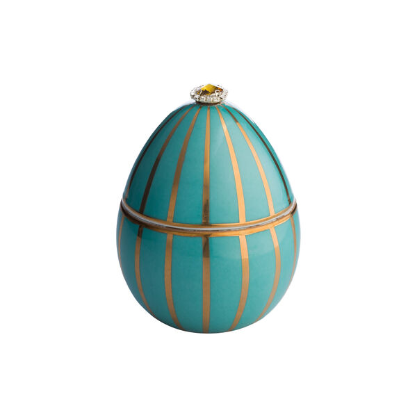 Bois de Russie duftlys egg, turquoise golden stripes, LADENAC