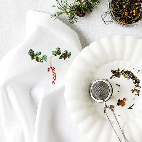 Juleserviett med julehjerte, hvit, Langkilde & S&oslash;n