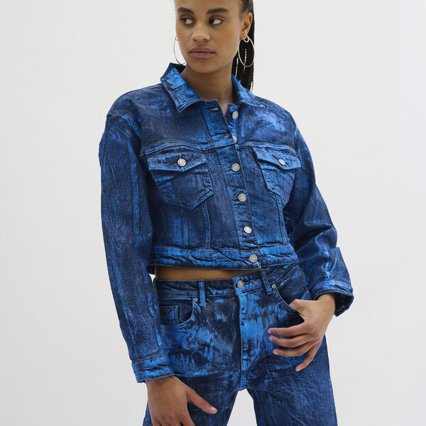 AspenMW 153 Short Jacket, dark blue w. blue glitter, My Essential Wardrobe