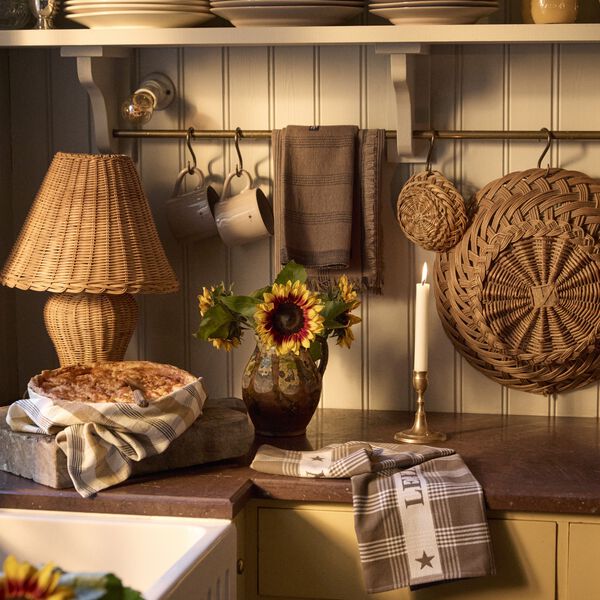 Cotton Terry kjøkkenhåndkle, stein/hvit, Lexington