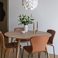 PLAYdinner Round Ø120 Dining Table with Extension, white oiled oak, Bruunmunch Furniture