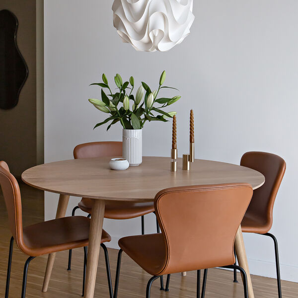 PLAYdinner Round Ø120 Dining Table with Extension, white oiled oak, Bruunmunch Furniture