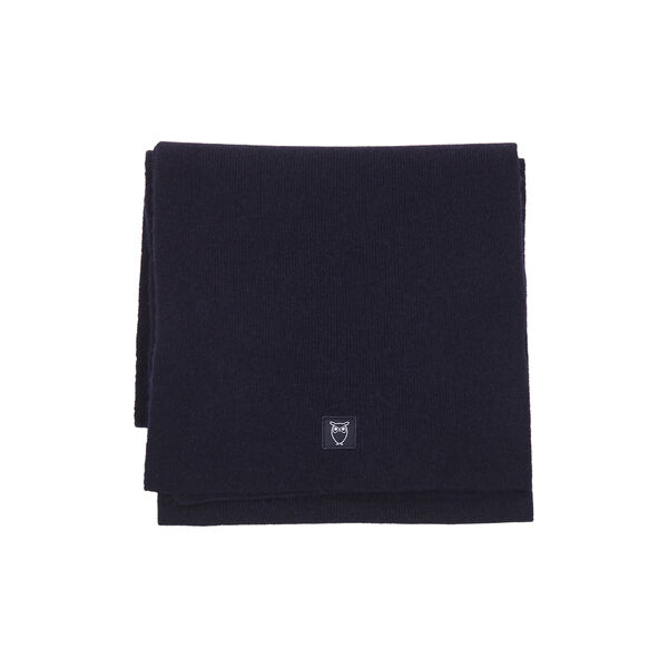 Rib knit wool scarf, total eclipse, KnowledgeCotton Apparel 