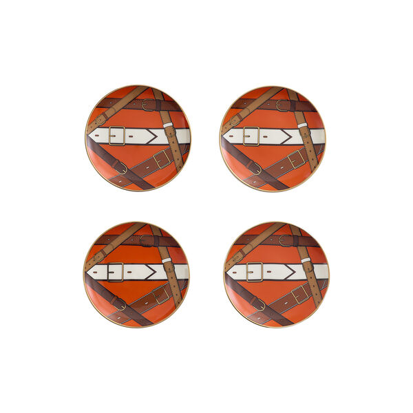 Saville glassunderlag 4 stk., orange/white/gold, Jonathan Adler