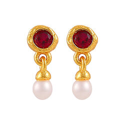 Amber petite &oslash;reringer, gold/red, Hultquist Copenhagen