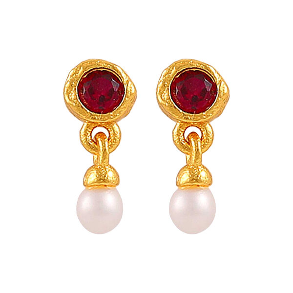 Amber petite &oslash;reringer, gold/red, Hultquist Copenhagen