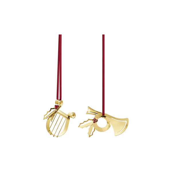 2026 Juleornament sett Harpe/Horn, gull, Georg Jensen